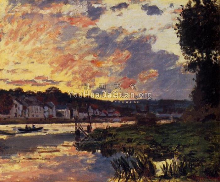 The Seine at Bougeval, Evening - 克劳德·莫奈